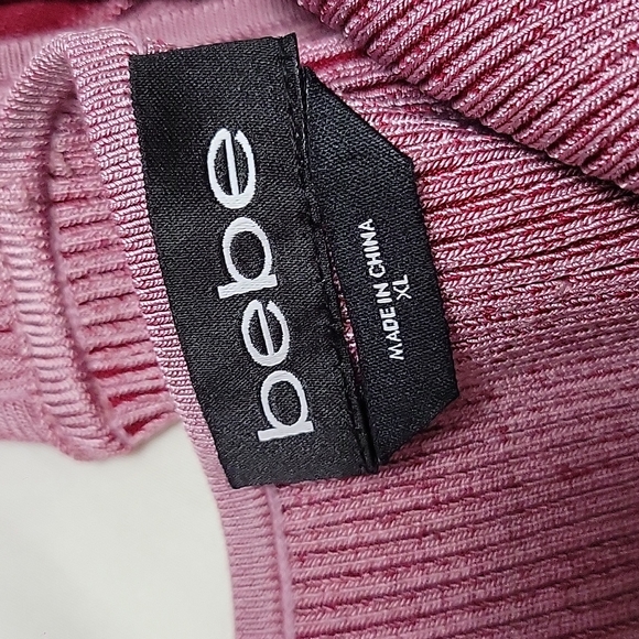 Bebe Dusty Pink Knit Dress Criss Cross Straps XLARGE - Picture 8 of 9